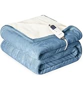 Cozorbt Heat Blanket 50”x60” Throw,Soft Flannel &amp; Sherpa Reversible Electric Blanket with 10 Heat...