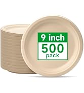 Disposable Paper Plates 9 Inch [500 Pack] Brown