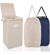 MCleanPin Laundry Hamper with Lid and 2 Removable Liners, 71 LCollapsible Dirty Clothes Hamper fo...