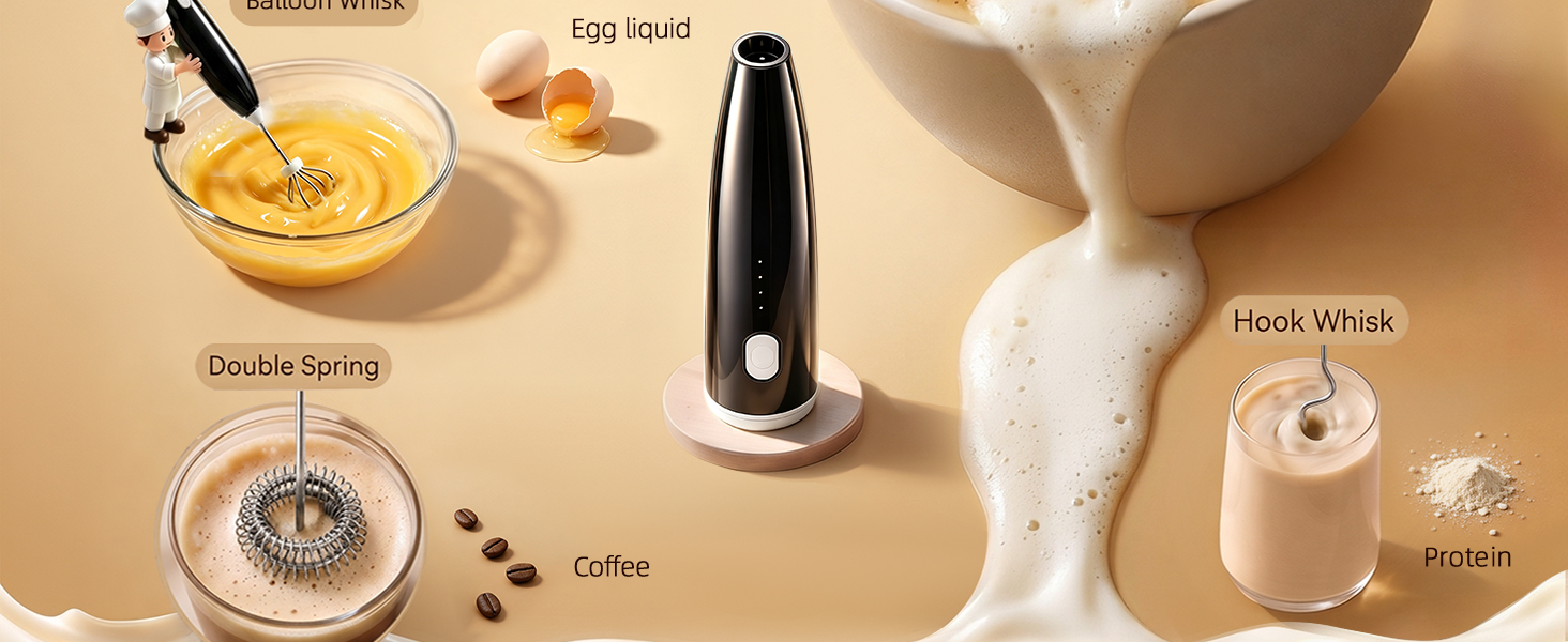 Creamy|Upgraded Dual-Spring WhiskCoarse vs20s Velvety Micro-Foam · 200% Longer Lasting