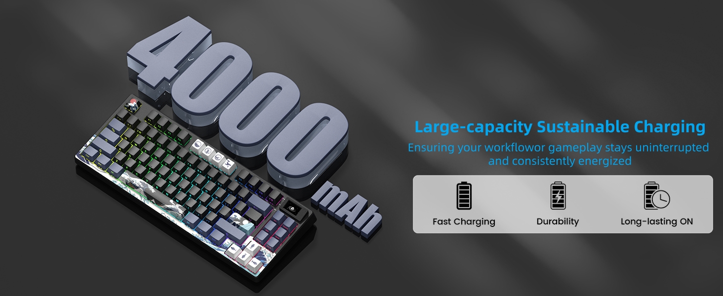 75% Wireless Mechanical Keyboard, Creamy Gaming Keyboard, 75% Black keyboard