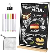 TLAZZ Small Chalkboard Sign 7.9 X 11.8 Inch Tabletop Chalkboard with Wooden Base Stand Double Sid...