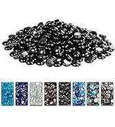 GRISUN 10 Pounds Black Fire Glass Beads for Fire Pit - 1/2 inch Reflective Fireglass Drops, Decor...