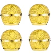 RhymKawa Bling Gold Microphone Cover Compatible with Shuer SM58, SM48 Wired and Wireless Mic Cart...