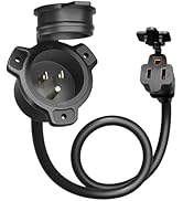 DEWENWILS 15 Amp RV Shore Power Inlet Socket, 125VAC AC Port Plug Integrated 18 Inch Waterproof E...