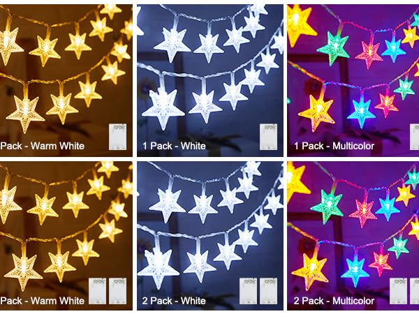 Battery Star String Lights Warm White 