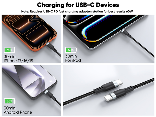 type c charging cord 15 foot