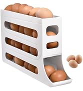 Canlaten·U Egg Holder for Fridge 4 Tiers Fridge Egg Organizer, Auto Rolling Fridge Egg Organizer ...