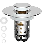 Hygie Rinse Upgraded 3-in-1 Bathroom Sink Stopper Pop Up Sink Drain Strainer, with Removable Stai...