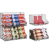 Stackable Can Organizer for Pantry,2 Tier Soda Can Organizer with 4 Adjustable Dividers Holds 42 ...