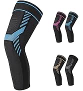 Long Compression Leg Sleeve Knee Compression Sleeves with Adjustable Straps Knee Brace for Men an...