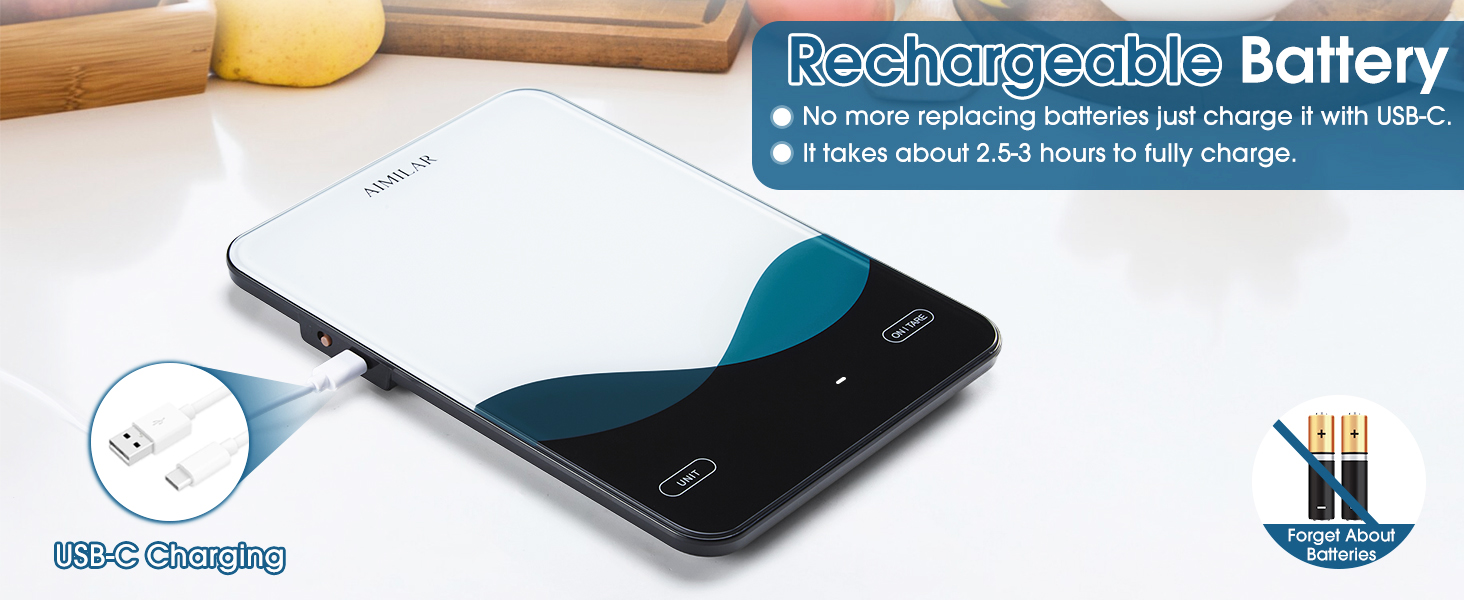 Text reads 'Rechargeable Battery'. Product demonstration showing wireless charging capability for a smartphone with charging indicator.