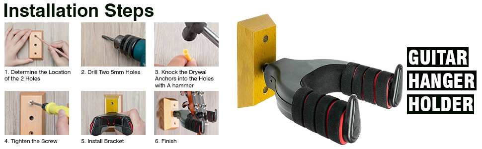 guitar wall mount, ukulele wall mount, guitar hangers, guitar mount, guitar hangers for the wall