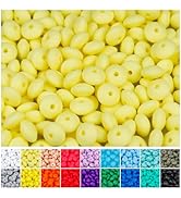 180Pcs FIVEIZERO Silicone Lentil Beads,12mm Silicone Abacus Focal Beads Silicone Beads Bulk Color...