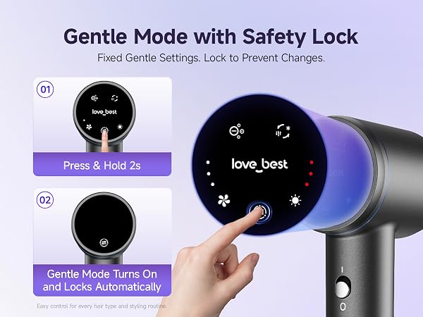 Smart touch screen with gentle mode safety lock