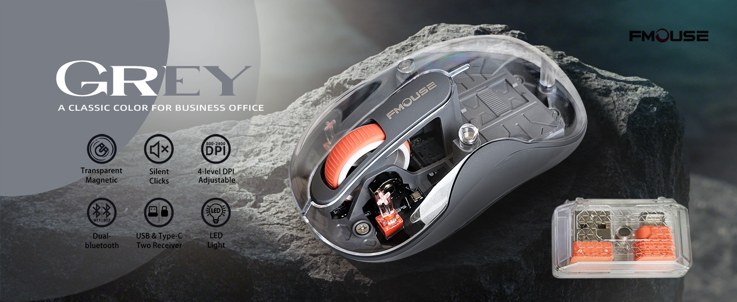  Tri-mode Dual Bluetooth Wireless Transparent Mouse