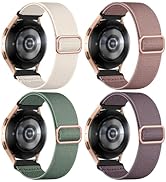 DaQin 4 Pack Stretchy Nylon Solo Loop Bands Compatible with Samsung Galaxy Watch 6 5 4 Band, Gala...