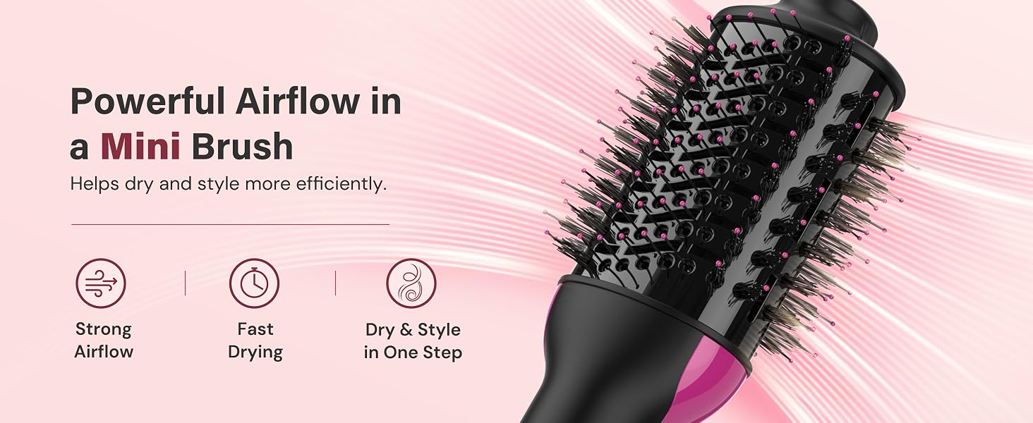 dual voltage mini travel hair dryer brush
