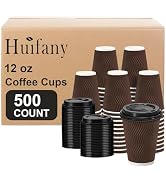 Huifany 500Pack 12 oz Coffee Cups with Lids, Disposable Paper Cups with Lids, To Go Hot Coffee Cu...