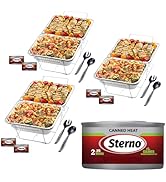 Sterno Disposable Chafing Dish Buffet, Set of 3 Full-Size Chafing Dishes for Buffet, 6 Sterno Fue...