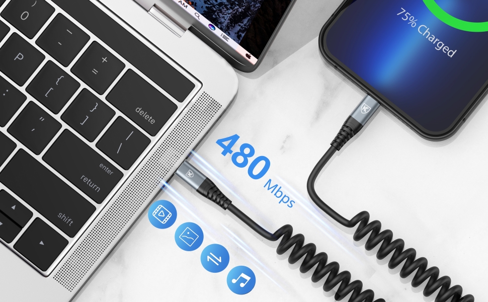 Coiled Lightning Cable