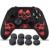 YoRHa Laser Carving Silicone Skin for Xbox Series X/S Controller x 1(Skulls Red) with Exclusive T...