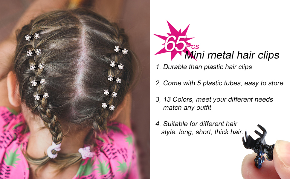 65 pcs mini metal hair clips