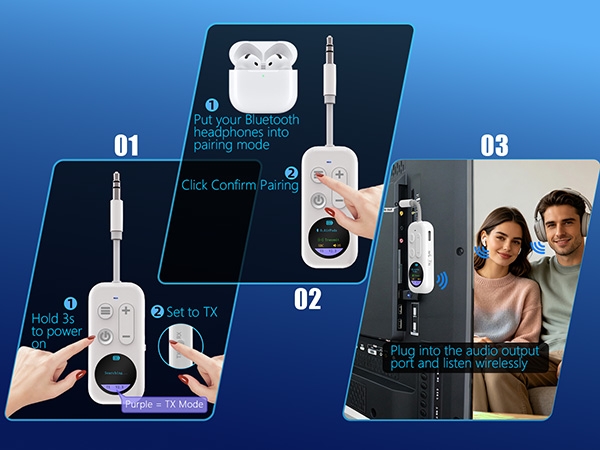bluetooth transmitter 20 hour battery