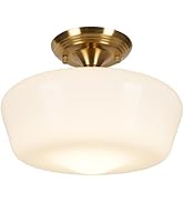 Rosient Schoolhouse Semi Flush Mount Ceiling Light Fixture, 12" Modern Gold Hallway Ceiling Lamp ...
