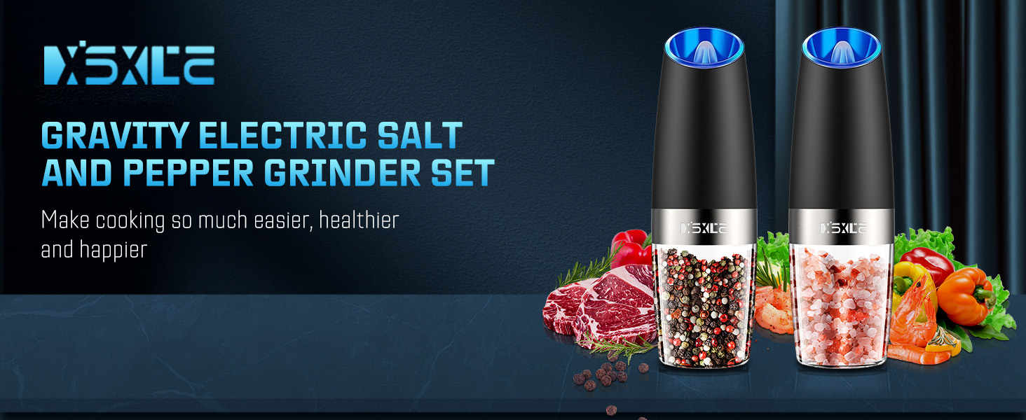 gravity electric salt and pepper grinder set
