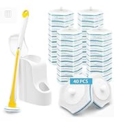 JEHONN Disposable Toilet Brush with 40PCS Wand Cleaner Refills, Wall Mounted Toilet Bowl Brush Ho...