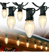Xingzd 25Ft C7 Clear String Lights Outdoor, Christmas Decorations Lights | 25+2 Waterproof Glass ...