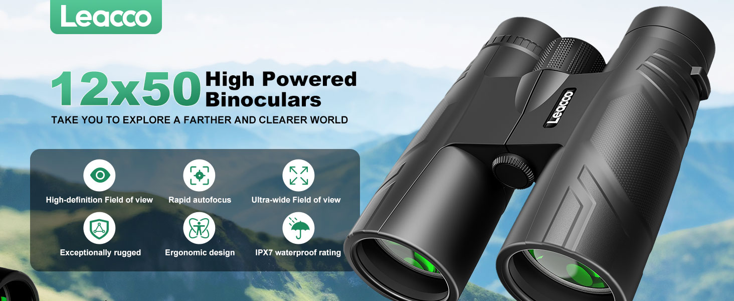 12x50 High Powered Binoculars TAKE YOU TO EXPLORE A FARTHER AND CLEARER WORLD