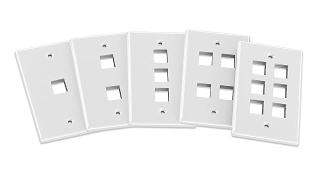 Iwillink Ethernet Wall Plate, 1-Port Keystone Jack Wall Plate with RJ45 Keystone Inline Coupler