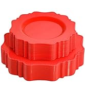COLOSUS Disposable Plastic Plates 60Pcs, Red Party Plates, Heavy Duty 30 Dinner plate 10.5” and 3...