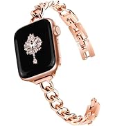 Newlibery Slim Rose Gold Band for Women Feminine Elegant Compatible with Apple Watch 38/40/41/42m...