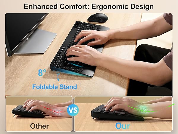 built-in wrist rest and foldable stand