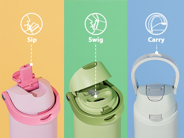 insulated water bottle with straw