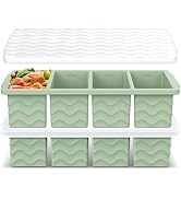 Silicone Freezer Tray for Soup with Lid – 1-Cup Soup Container Cube Style Ice Cube Trays for Free...