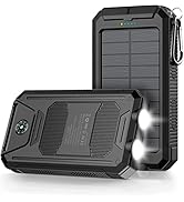 Power Bank,Solar Charger,36800mAh 5V3.1A QC 3.0 Dual 2 USB Port Built-in Powerful Flashlight IPX7...