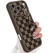 Jefonha Compatible with Phone 17 Pro Max Case with Finger Hand Strap for Girls Women, Cute Checke...