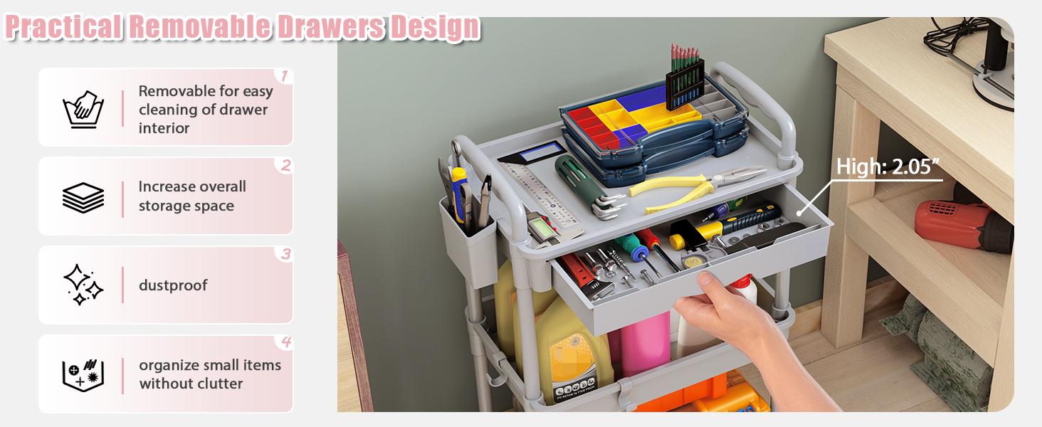 rolling carts with wheels as a tool organizer