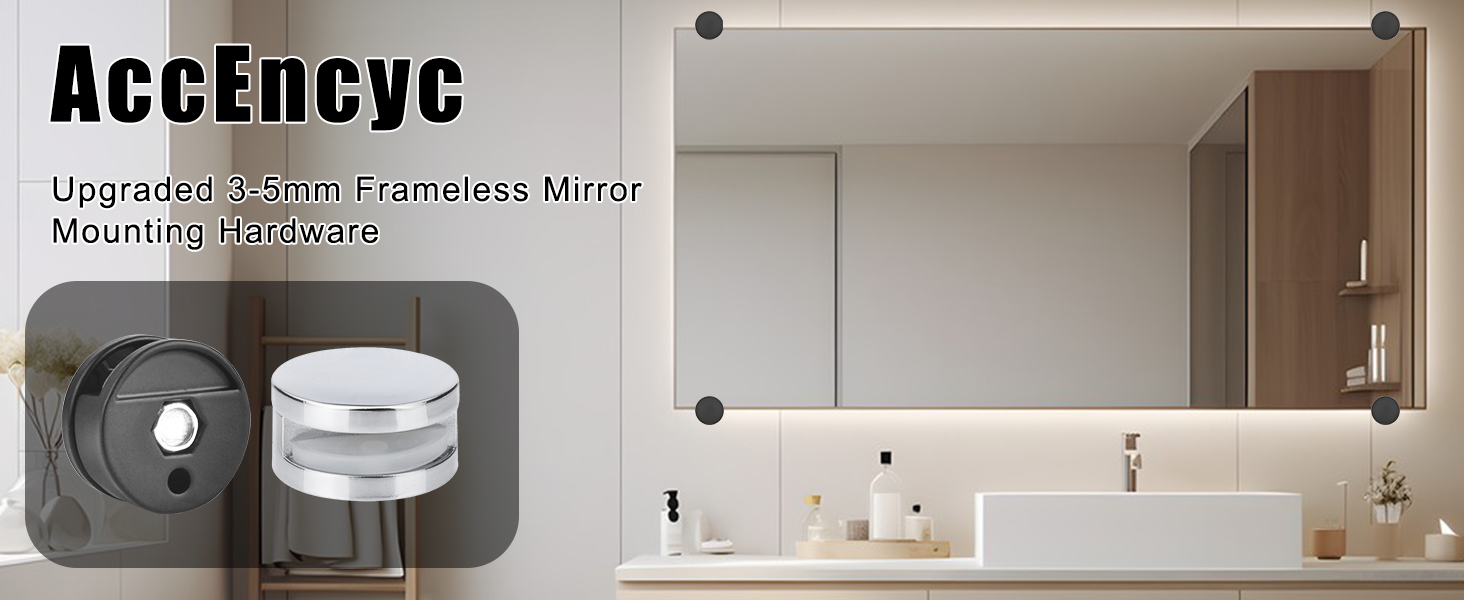 Frameless Mirror Mounting Hardware Kit 