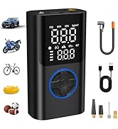 AIRSURE Tire Inflator Portable Air Compressor, 150PSI Fast Inflation Bike Pump with Gauge &amp; USB C...