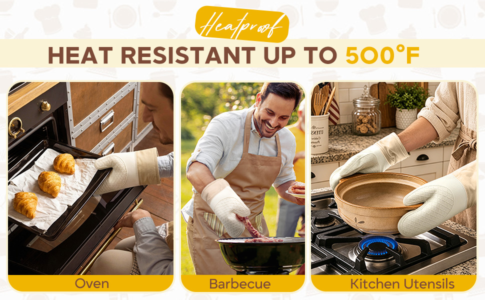 Silicone oven gloves, suitable for baking cakes, bread, barbecue and other scenarios