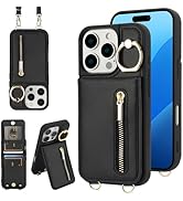KYFSJPT Crossbody Wallet Case for iPhone 16 Pro Max, with Card Slots Zipper Pocket Case, Flip Fol...