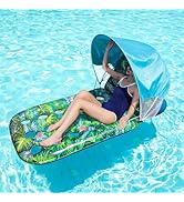 FindUWill Pool Floats Adult with Canopy &amp; Backrest,74" Large Inflatable Lounger Float, Floaties T...