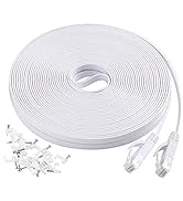 DEEGO Cat6 Ethernet Cable 50 ft with Clips, Flat Long Internet Network LAN Cord, Solid High Speed...