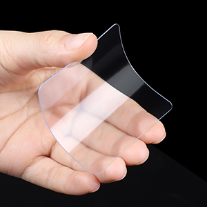 One hane bending the clear sticky pads