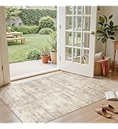 ELLIUNE 3x5 Area Rugs Living Room: Washable Non Slip Soft Abstract Beige Rugs for Bedroom Dining ...